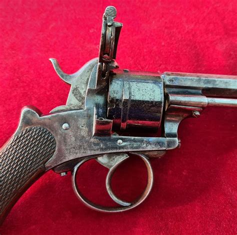 A Very Fine Double Action 10 Mm Antique Pinfire Revolver Retaining Much