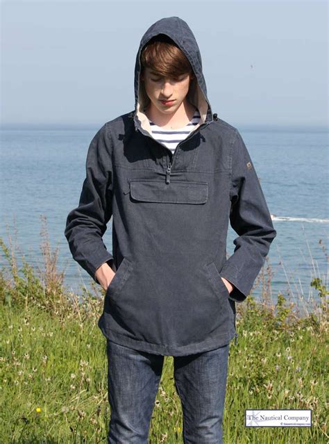 Mousqueton Hooded Fisherman Smock, LARMOR Navy Blue, 100% canvas cotton drill - THE NAUTICAL 