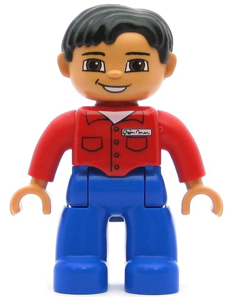 Lego Minifigure Duplo Figure Lego Ville Male Blue Legs Red Shirt With