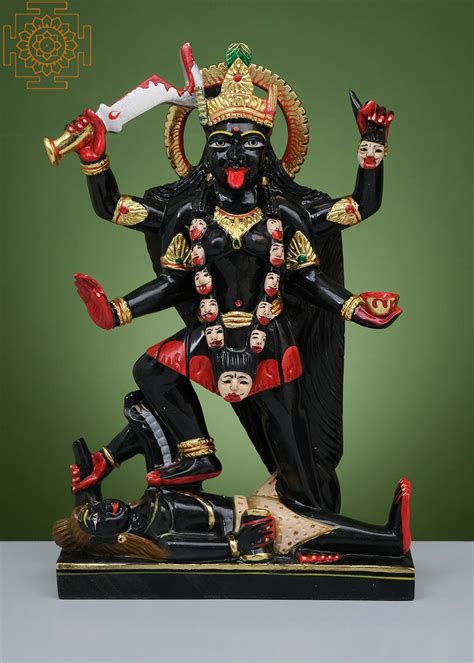 Goddess Kali Standing On Lord Shiva Handmade Black Marble Goddess Kali Kali Maa Murti