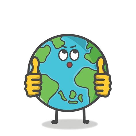 Cute Globe Earth Character Flat Cartoon Emoticon Vector Template Design
