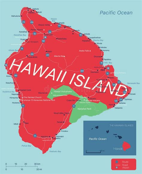 Hawaii Island Detailed Editable Map Stock Illustration Illustration