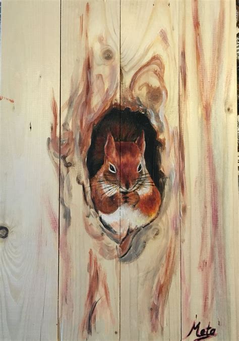 Squirrel On Wood Dierlijke Schilderijen Dieren Schilderen Hout