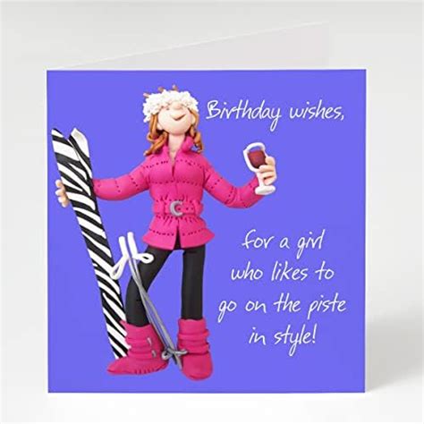 On The Piste Happy Birthday Card One Lump Or Two Holy Mackerel Greeting Cards Uk