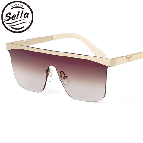 sella 2018 fashion women men oversized conjoined square sunglasses alloy frame gradient lens