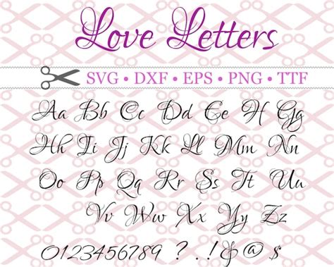 Love Letters Fancy Script Monogram Svg Dxf Eps Png Ttf Etsy