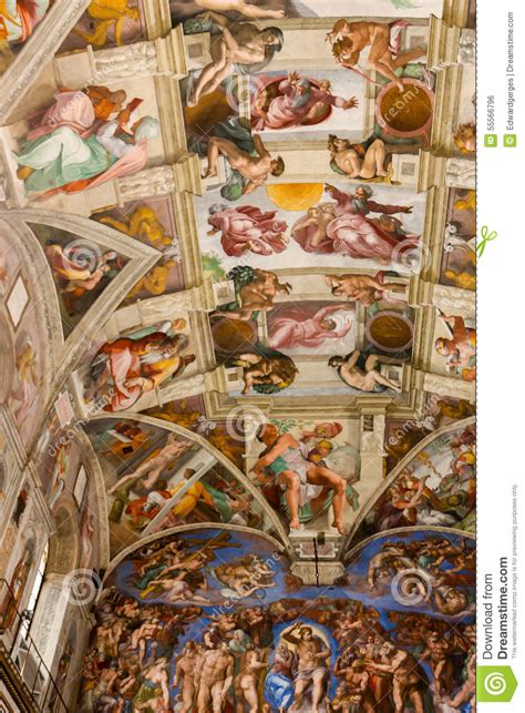Michelangelo God And Jesus Paintings At Chapel Roma Stock