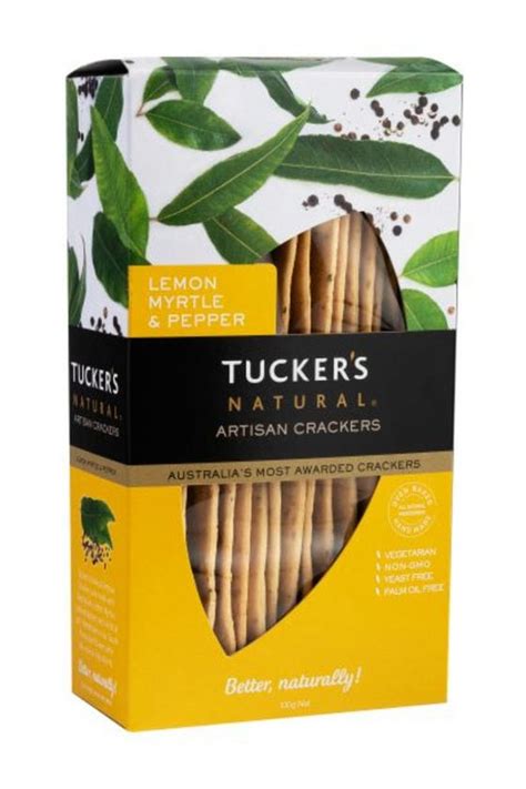 Artisan Crackers Lemon Myrtle And Pepper 5 X 100g Tuckers Natural