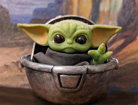 Baby Yoda Mandalorian Star Wars Custom Art Figure In Crib Limited