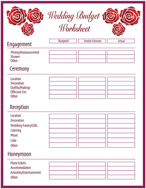 Wedding Budget Worksheet How To Create An Ideal Budget For Your Big
