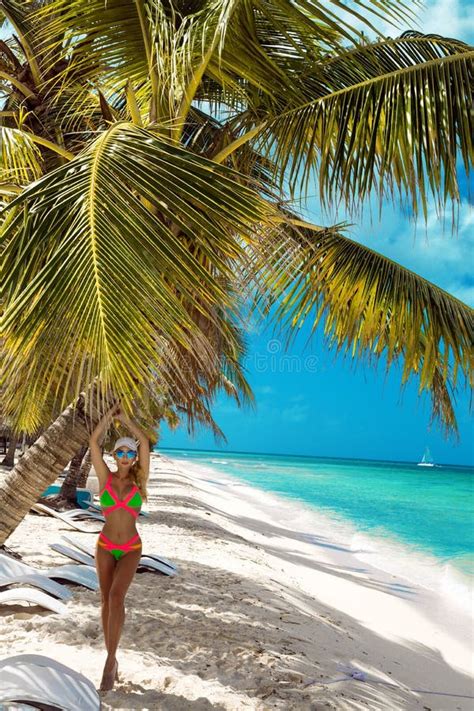 Beautiful Woman In A Bikini On The Beach In The Dominican Republic Stock Image Image Of Bikini