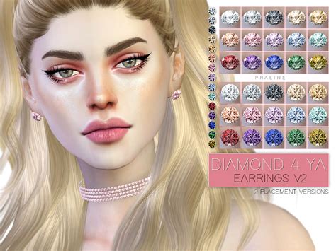 The Sims Resource Diamond 4 Ya Earrings V2
