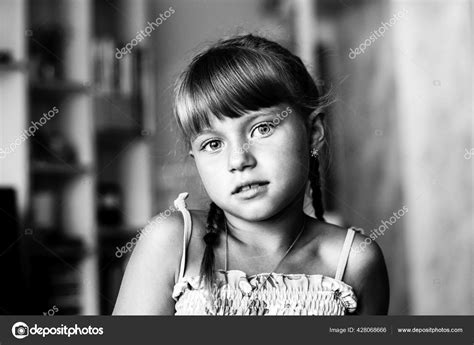 Portrait Little Girl Nursery Black White Photo Stock Photo By