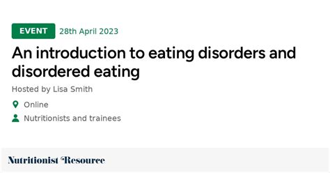 an introduction to eating disorders and disordered eating nutritionist resource