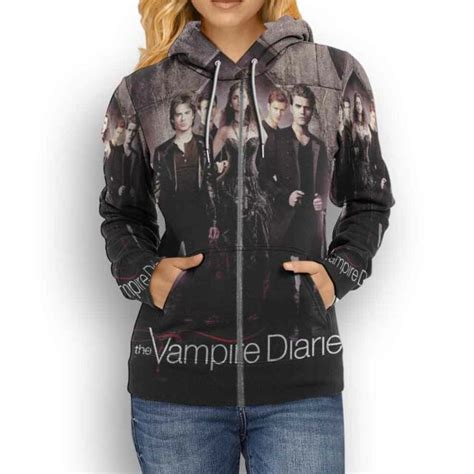 The Vampire Diaries Hoodie Fullprint Zipper New Womens Hoodie Size S