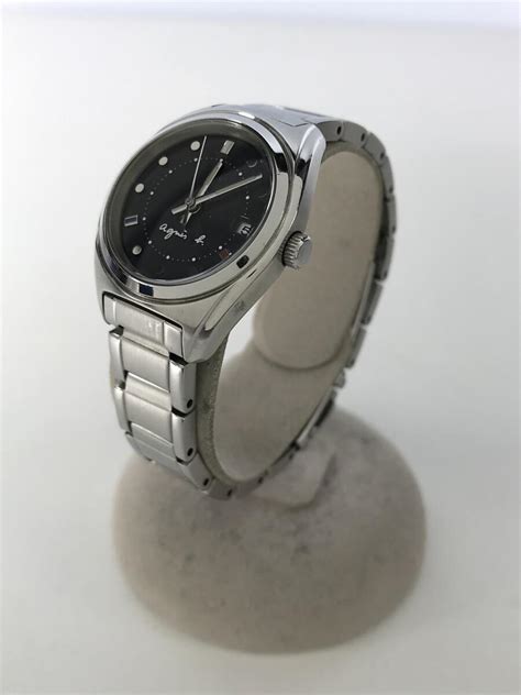 agnes b solar watch analog stainless blk slv 8112 verygood wristwatch f s jap ebay