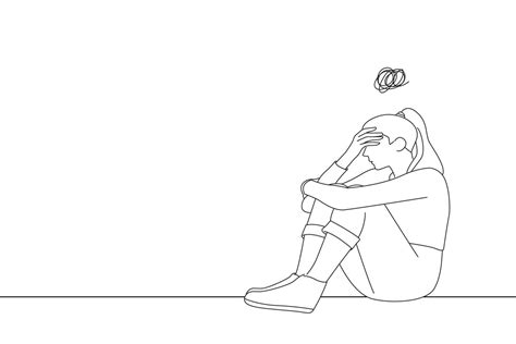 Drawing Of Upset Woman Frustrated By Problem With Work Or Relationships