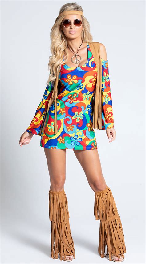 Hippie Hottie Costume Rainbow Hippie Costume Fringe Hippie Costume