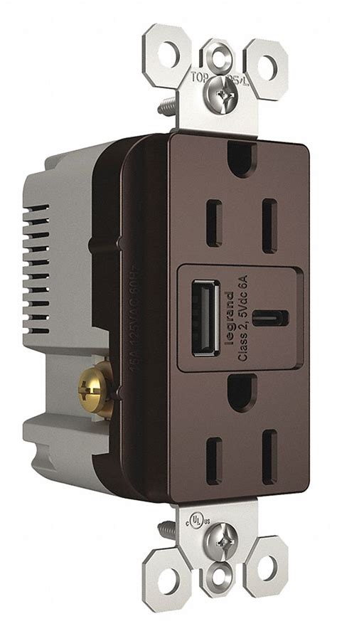 Legrand 15a General Purpose Usb Charger Receptacle Brown 56fm95