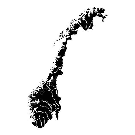 Flatstyle Vector Illustration Of Norways Map In Black Icon Color Vector