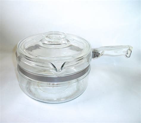 Vintage Pyrex Blue Flameware Glass Cooking Pot Glassware