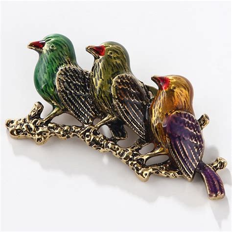 Three Birds Enamel Brooches Women Mens Alloy Animal Party Banquet