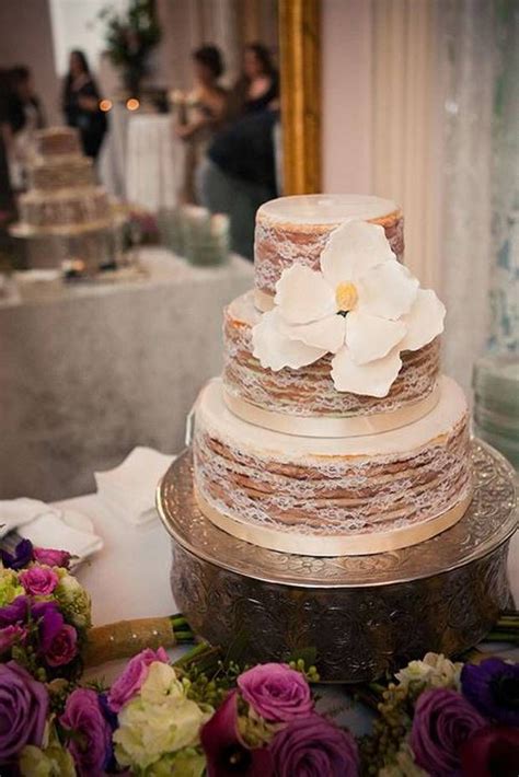 Naked Lace Wedding Cake Lace Wedding Cake Wedding Cake Rustic Bolos