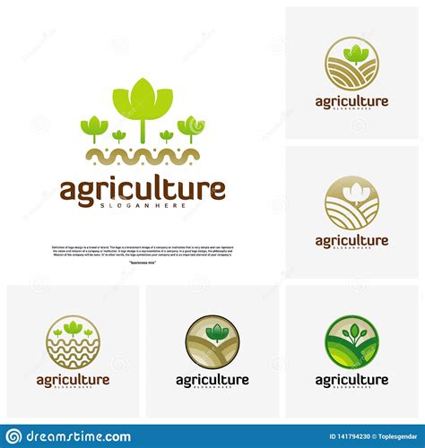 Set Of Agriculture Logo Concept Nature Farm Logo Design Template