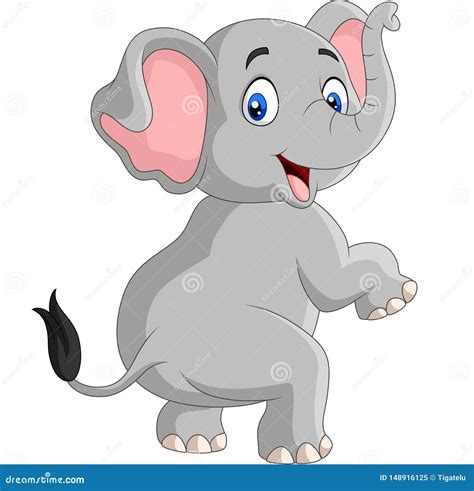 Cartoon Funny Elephant Isolated On White Background Stock Vector