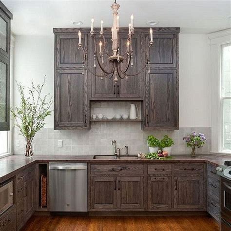 20 Rustic Kitchen Cabinet Designs With Oak Wood Stained Kitchen