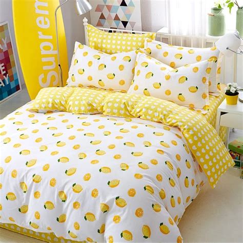 Lemon Bedding Set Yellow Bedroom Decor Yellow Room Decor Bed Linens