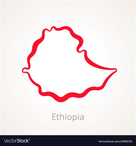 Outline Map Of Ethiopia Marked With Red Line Vector Image