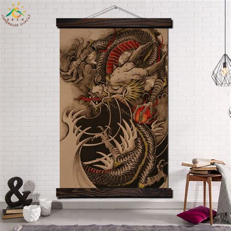 Flames Chinese Dragon Tattoo Modern Wall Art Print Pop Art Picture And