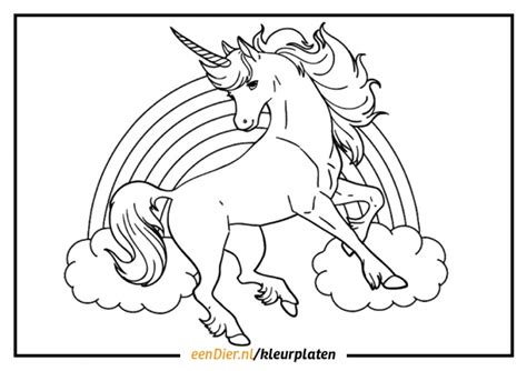 Eenhoorn pegasus kleurplaat digital unicorn coloring page or poster. Regenboog Unicorn Kleurplaat Eenhoorn