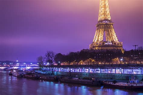 Fondos De Pantalla Francia Barcos Costa Torre Eiffel París Noche