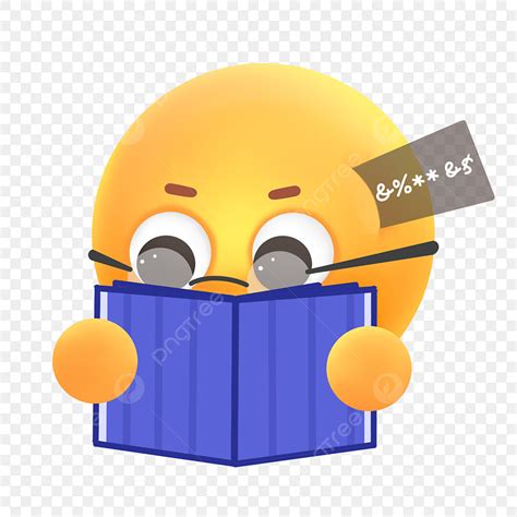 Reading Expression Clipart Hd Png Cartoon Study Reading Stereo Emoji