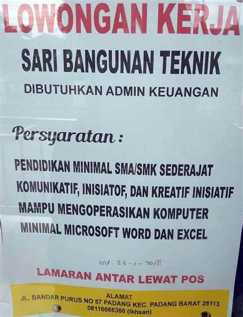 Dapatkan lowongan baru via email. Lowongan Kerja Sari Bangunan Teknik (Ditutup: 23 Januari ...