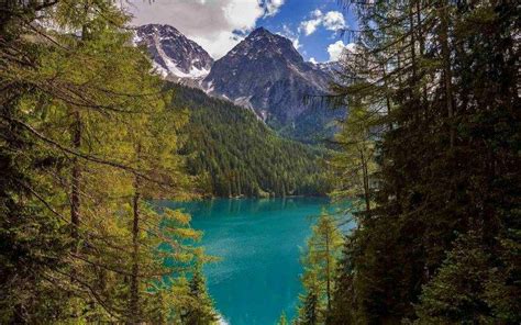 Landscape Nature Lake Italy Forest Mountain Clouds Alps Trees