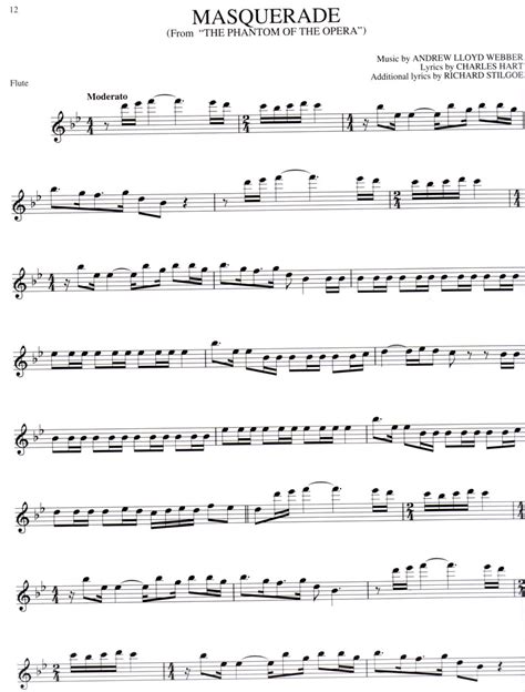 Free Online Flute Sheet Music Phantom Of The Opera
