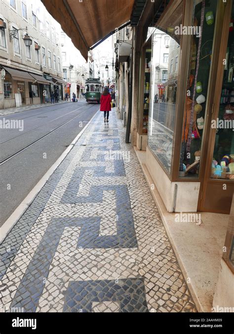 Shops And Shopping Street In Lisbon Portugal Stock Photo Alamy