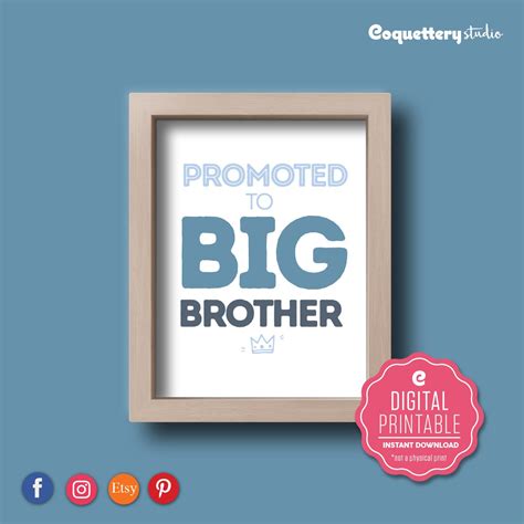 Promoted to big brother sign DIGITAL FILE 8x10 5x7 Big | Etsy
