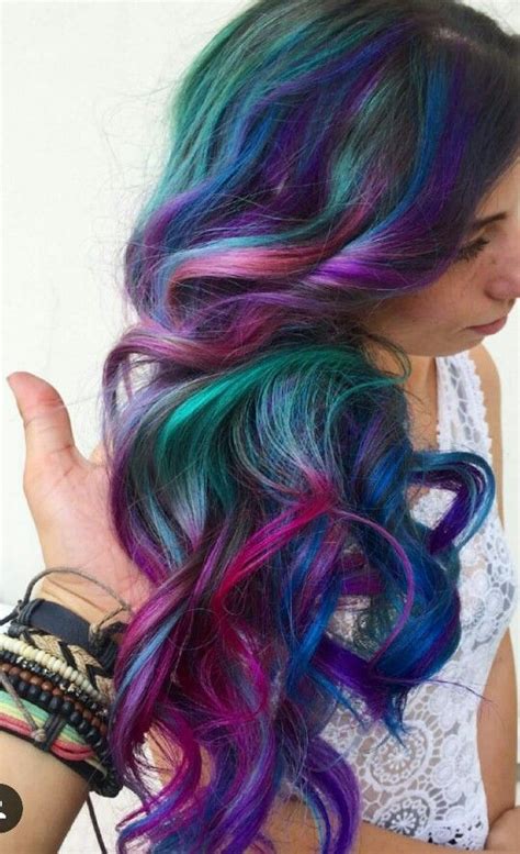 Purple Green Blue Dark Rainbow Dyed Hair Inspiration