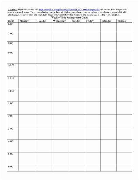 Time Management Schedule Template Beautiful Chart Template Category