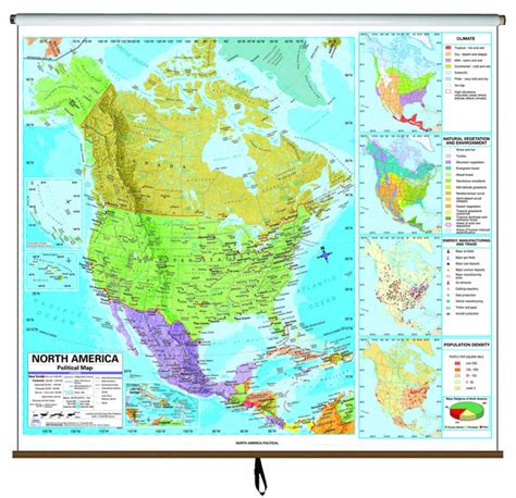 North America Advanced Political Classroom Wall Map On Roller Maps