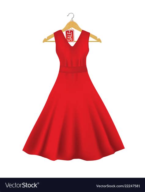 Red Dress On A Hanger With Sale Tag Royalty Free Vector