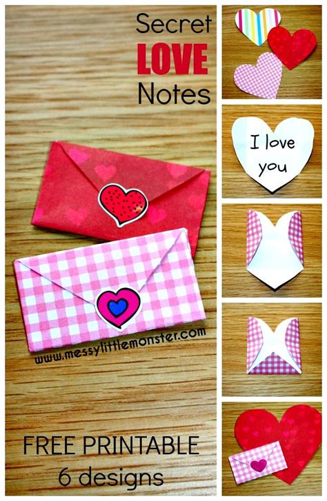 Tiny Folded Heart Envelopes Secret Love Notes Printable Valentines