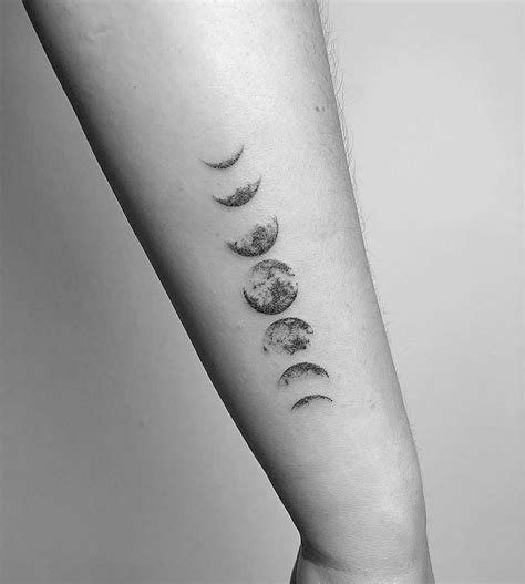 Moon Phase Tattoo On The Right Forearm Dainty Tattoos Mini Tattoos