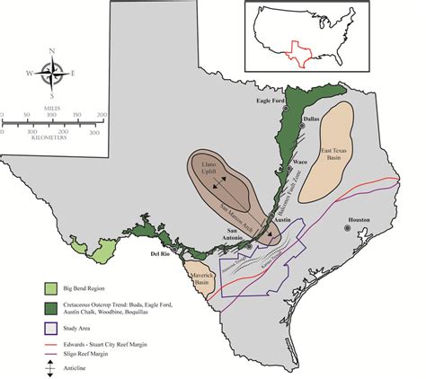 Map Of Texas That Shows Prominent Structural And Geologic Features