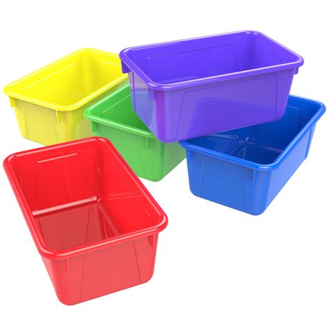 Storex Plastic Cubby Bin Kids Craft And Supply Storage Assorted