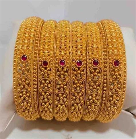 22k Golden 262inch Wedding Wear Gold Bangle Set 85gm At Rs 456783set In Mumbai
